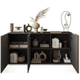 Buffet - VENEZIA - 3 portes - Gris titan mat - Chene Cadiz - 181 x 44 x 84 cm