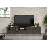 Meuble TV - Esteban - Urbain - En panneaux de particules - Chene blond / gris anthracite mat - 210 x 43 x 41 cm - Trendteam