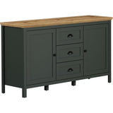 Buffet - Stanton  - Vert profond / chene naturel - 2 portes - 3 tiroirs - 146cm x 45cm x 86cm