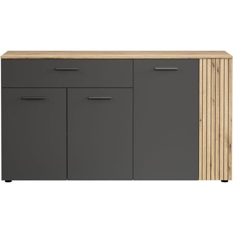 Bahut - Esteban - En panneaux de particules - Chene blond / gris anthracite - 3 portes - 1 tiroir - Scandinave - Trendteam