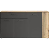Bahut - Esteban - En panneaux de particules - Chene blond / gris anthracite - 3 portes - 1 tiroir - Scandinave - Trendteam