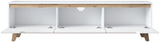 Meuble TV - D1 - Blanc / Noyer - Rangement supplémentaire - 180 x 49 x 35 cm