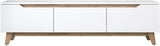 Meuble TV - D1 - Blanc / Noyer - Rangement supplémentaire - 180 x 49 x 35 cm