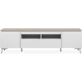 Meuble TV Bertrix 56A - Décor travertin / blanc - Panneaux de particules - 177 x 51,5 x 40 cm