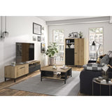 Banc TV - TRUST - Chene / Noir - 2 portes - 1 tiroir - 140 x 40 x 47 cm - GAMI