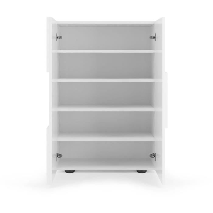 Meuble a chaussures - 15 paires - Blanc laqué - L78 x P33 x H113 cm - MILANO