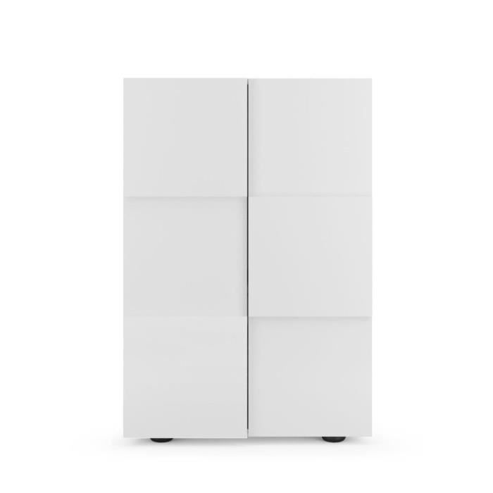 Meuble a chaussures - 15 paires - Blanc laqué - L78 x P33 x H113 cm - MILANO