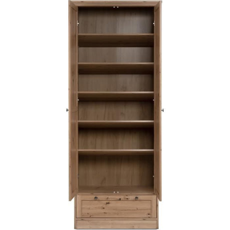Armoire - Landwood - Décor chene artisan -  2 Portes - 1 Tiroir - L80 x P39 x H200 cm