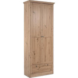 Armoire - Landwood - Décor chene artisan -  2 Portes - 1 Tiroir - L80 x P39 x H200 cm