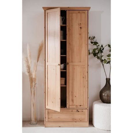 Armoire - Landwood - Décor chene artisan -  2 Portes - 1 Tiroir - L80 x P39 x H200 cm