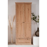 Armoire - Landwood - Décor chene artisan -  2 Portes - 1 Tiroir - L80 x P39 x H200 cm