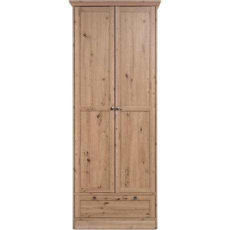 Armoire - Landwood - Décor chene artisan -  2 Portes - 1 Tiroir - L80 x P39 x H200 cm