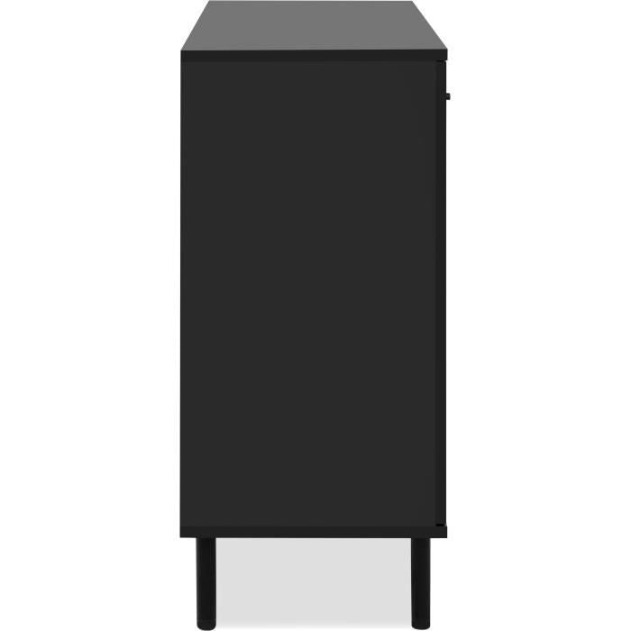 Buffet - MONZA 01B - Noir / Chene artisan - 2 portes - 4 tiroirs - 118 x 90 x 40 cm