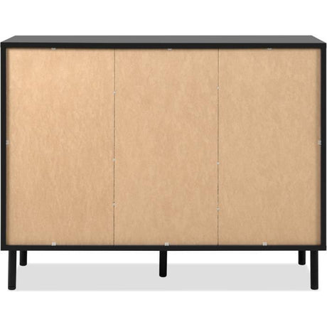 Buffet - MONZA 01B - Noir / Chene artisan - 2 portes - 4 tiroirs - 118 x 90 x 40 cm