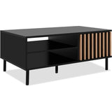 Table basse - MONZA 55A - Noir / Chene artisan - 1 porte, 2 niches - 110,5 x 47 x 67 cm