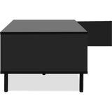 Table basse - MONZA 55A - Noir / Chene artisan - 1 porte, 2 niches - 110,5 x 47 x 67 cm