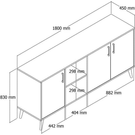 Buffet - EXXEN - 3 portes - 180 x 80 x 45 cm - Chene