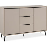 Buffet - ARONA 01B - Beige / Noir - 2 portes, 3 tiroirs - 135 x 90 x 38 cm