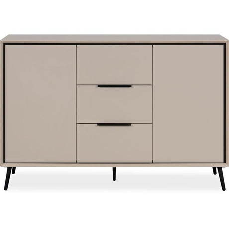 Buffet - ARONA 01B - Beige / Noir - 2 portes, 3 tiroirs - 135 x 90 x 38 cm
