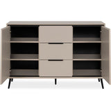 Buffet - ARONA 01B - Beige / Noir - 2 portes, 3 tiroirs - 135 x 90 x 38 cm