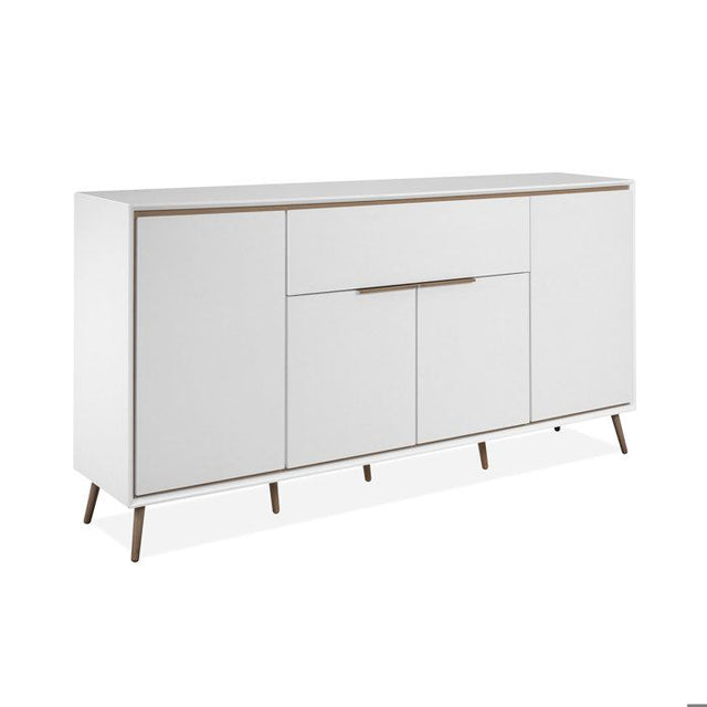 Buffet - ARONA 51B - Blanc / Chene artisan - 4 portes, 1 tiroir - 175 x 90 x 38 cm