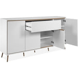 Buffet - ARONA 51B - Blanc / Chene artisan - 4 portes, 1 tiroir - 175 x 90 x 38 cm