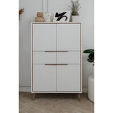 Buffet Haut - ARONA 53B - Blanc / Chene artisan - 4 portes, 2 tiroirs - 175 x 90 x 38 cm