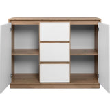 Buffet - PHoeNIX - Chene artisan / Blanc - 2 portes - 3 tiroirs - 117 x 88 x 40 cm