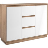 Buffet - PHoeNIX - Chene artisan / Blanc - 2 portes - 3 tiroirs - 117 x 88 x 40 cm