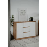 Buffet - PHoeNIX - Chene artisan / Blanc - 2 portes - 3 tiroirs - 117 x 88 x 40 cm