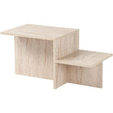 Table basse - HARMONY - Rectangulaire - Effet travertin - 80 x 40 x 40 cm