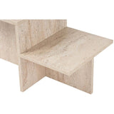 Table basse - HARMONY - Rectangulaire - Effet travertin - 80 x 40 x 40 cm