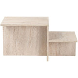 Table basse - HARMONY - Rectangulaire - Effet travertin - 80 x 40 x 40 cm