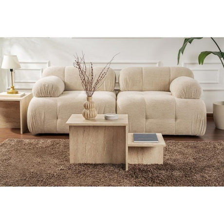Table basse - HARMONY - Rectangulaire - Effet travertin - 80 x 40 x 40 cm