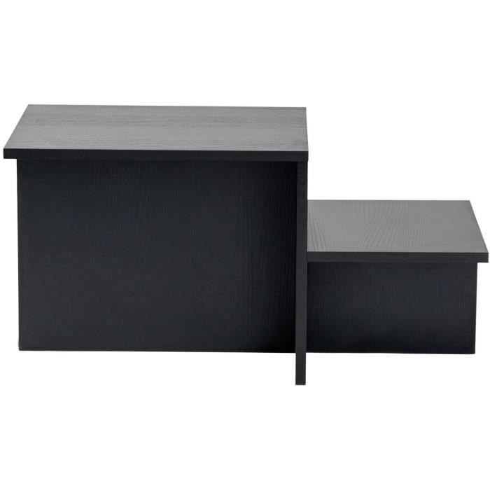 Table basse - HARMONY - Rectangulaire - Noir - 80 x 40 x 40 cm