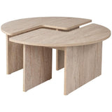 Table basse - MOIRA - Ronde - Effet marbre travertin - 90 x 90 x 41 cm