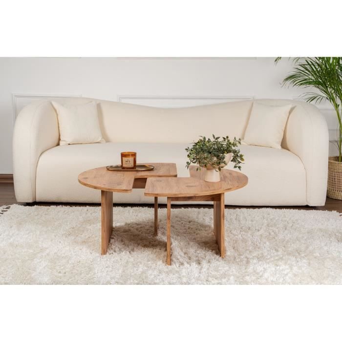 Table basse - MOIRA - Ronde - Pin Atlantique - 90 x 90 x 41 cm