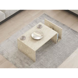 Table basse - MEMO - Rectangulaire - Effet marbre Travertin - 86,8 x 32,4 x 50 cm