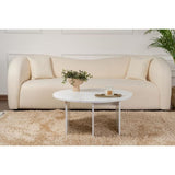 Table basse - MOIRA - Ronde - Blanc Naturel - 90 x 90 x 41 cm