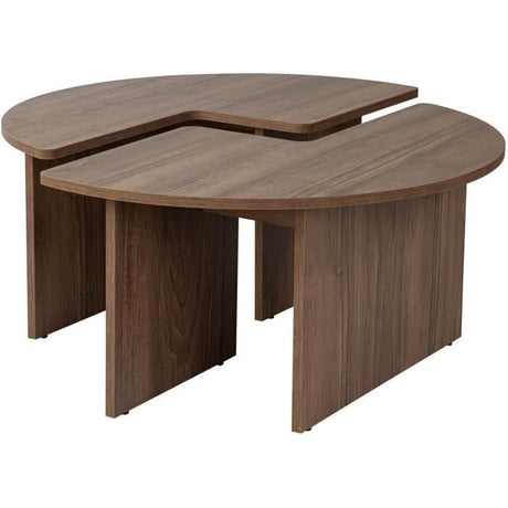 Table basse - MOIRA - Ronde - Noyer - 90 x 90 x 41 cm