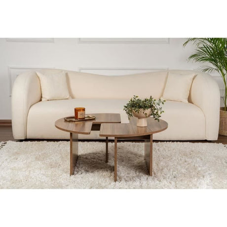 Table basse - MOIRA - Ronde - Noyer - 90 x 90 x 41 cm
