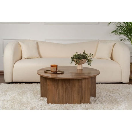 Table basse - MOIRA - Ronde - Noyer - 90 x 90 x 41 cm