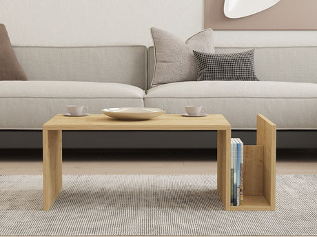 Table Basse MEMO – Chene Saphir – Plateau Relevable & Rangement Intégré –  L 86,8 cm x P 32,4 x H 50 cm
