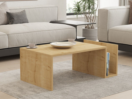 Table Basse MEMO – Chene Saphir – Plateau Relevable & Rangement Intégré –  L 86,8 cm x P 32,4 x H 50 cm