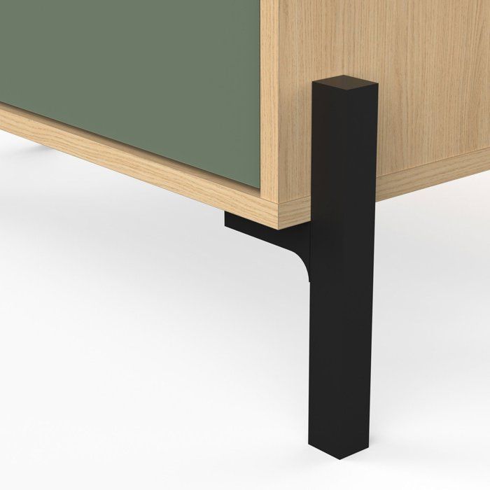 CALICOSY - Colonne 4 portes, 1 tiroir et 2 niches H201,5 cm - ELISA - Vert et chene-Vert et chene