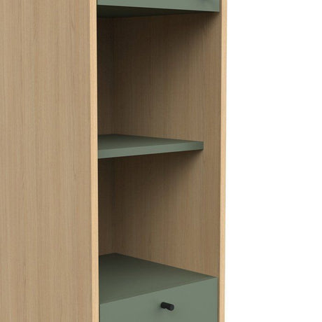 Meuble de salle de bain - Colonne -  2 portes - tiroir + niches - L38,8 x P33 x H201,5cm - Vert et chene - DEMEYERE