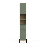 Meuble de salle de bain - Colonne -  2 portes - tiroir + niches - L38,8 x P33 x H201,5cm - Vert et chene - DEMEYERE