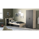 Lit enfant LIFE - 90x190/200  - Rangements - Décor Chene et noir - DEMEYERE - Fabriqué en France