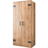 Armoire CORFOU - Décor Chene - 2 portes - L90 x P58 x H198 cm