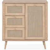 Commode - 3 tiroirs - 1 porte - Décor Cannage -  L80,9 x H84 x P40 cm